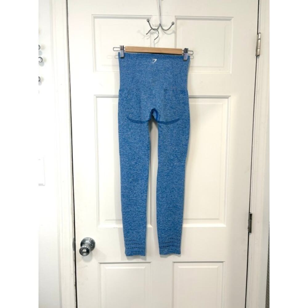 Gymshark Vital Seamless Leggings Blue Heather Marl High Rise Yoga Pants Size S - Picture 5 of 12